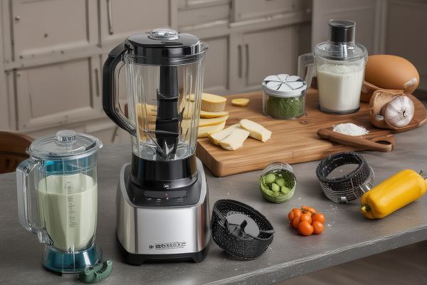 Blender and food processor repair parts on workbench